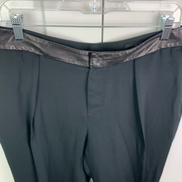 Rag & Bone Size 8 Black Dress Pants Straight Leg Leather Trim office siren - Picture 4 of 7
